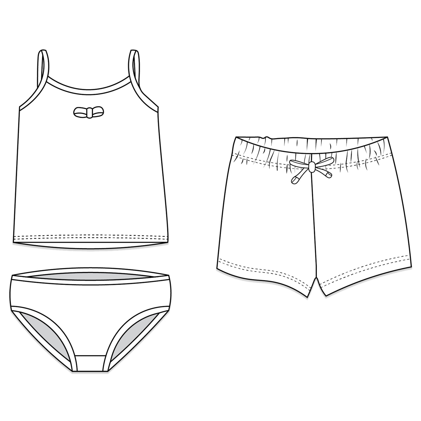 Girls Comfort Trio - underwear, cami and shorts